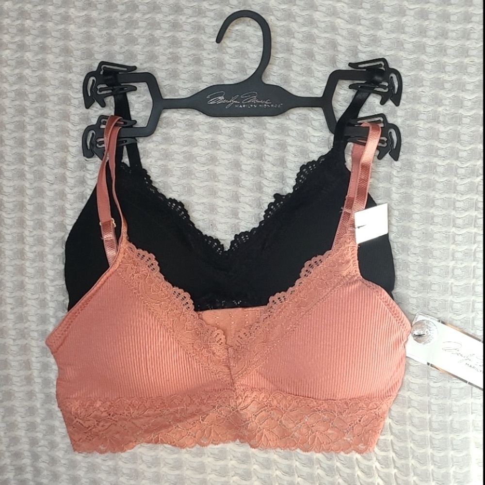 Marilyn Monroe 2 Pack Bralettes Pink/Black Small